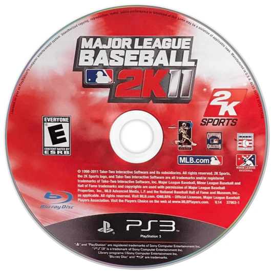 Major League Baseball 2K11 disc art for PlayStation 3 (PS3) video game