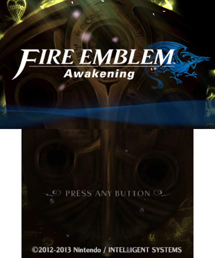 Fire Emblem: Awakening start screen for Nintendo 3DS (3DS) tactical role-playing video game