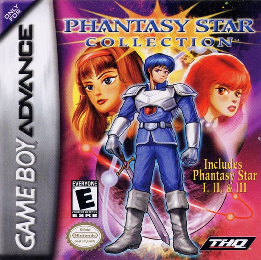 Phantasy Star Collection Game Boy Advance GBA for retro video game enthusiasts featuring classic role playing gameplay compilation of legendary Phantasy Star adventures turn based combat sci fi fantasy storytelling dungeon exploration mechanics portable handheld RPG experience and collectible gaming appeal front cover