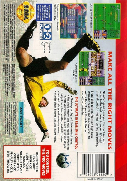 Pro Moves Soccer back cover art for Sega Genesis GEN video game