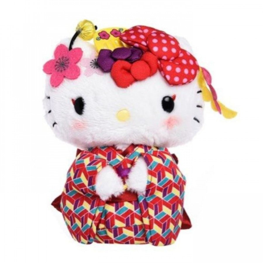 Hello Kitty Japan Pop Kimono 7 Inch Plush collectible Sanrio character plush featuring Hello Kitty in a colorful Japanese kimono inspired outfit traditional Japan themed details soft plush construction 7 inch size huggable display collectible Sanrio merchandise and fan collection appeal