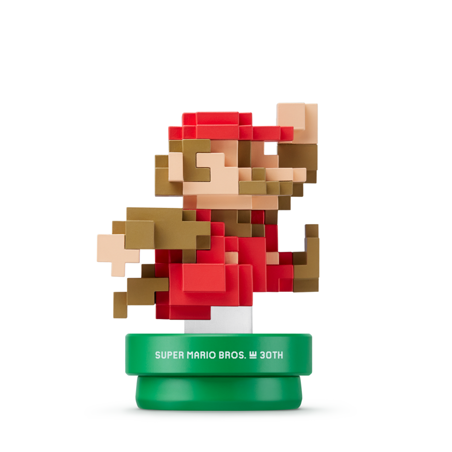 Classic Mario Amiibo 30th Anniversary Nintendo Amiibo collectible figure featuring 8 bit Classic Mario from the Super Mario Bros 30th Anniversary series NFC compatible character toy for Switch Wii U and 3DS games