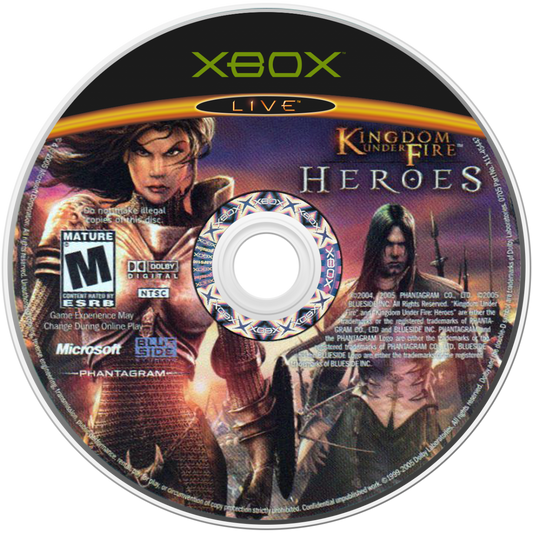 Kingdom Under Fire Heroes Xbox video game, real-time strategy and action RPG hybrid, large-scale fantasy battles, classic console title disc