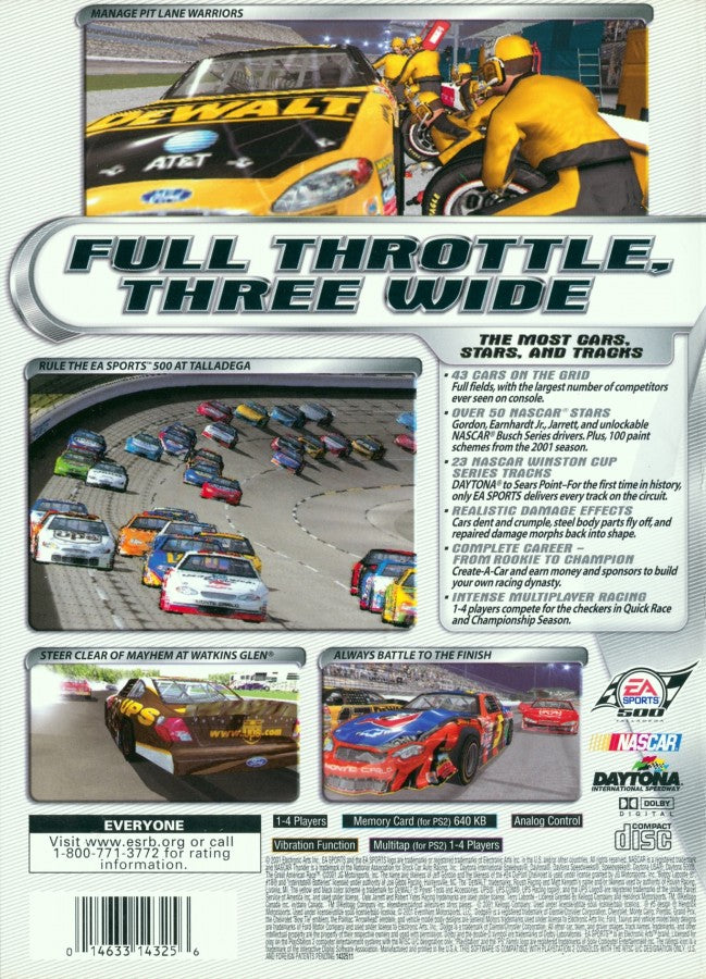 NASCAR Thunder 2002 – PlayStation 2 (PS2) stock car racing sports video game back of case