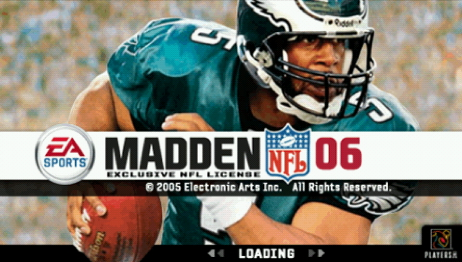 Madden 06 start screen for PlayStation Portable (PSP) football sports game