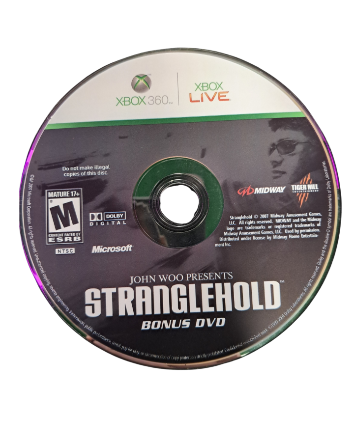 Stranglehold Collector’s Edition Xbox 360 game featuring cinematic third-person shooter action inspired by John Woo’s Hard Boiled starring Inspector Tequila slow motion gunplay destructible environments bonus content and collectible packaging disc