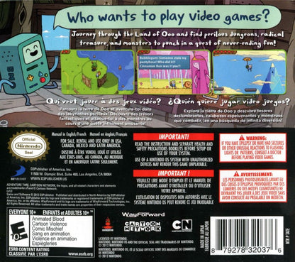Adventure Time: Hey Ice King! Why'd You Steal Our Garbage?!! back of case for Nintendo DS (DS) action adventure RPG video game