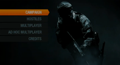 Call of Duty Black Ops Declassified title screen for PlayStation Vita (PS VITA) video game