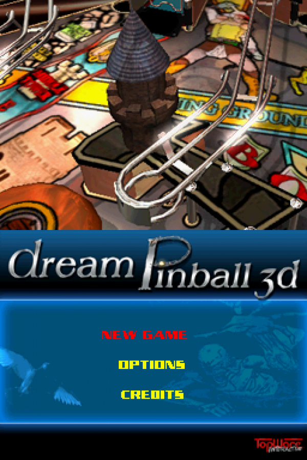 Dream Pinball 3D start screen for Nintendo DS (DS) pinball simulation video game
