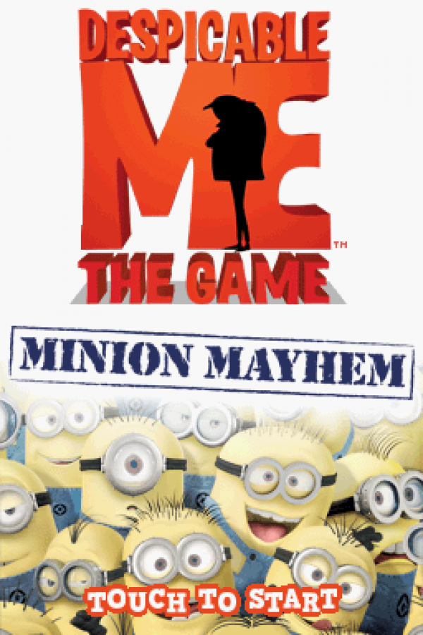 Despicable Me: Minion Mayhem start screen for Nintendo DS (DS) animated movie-based adventure video game