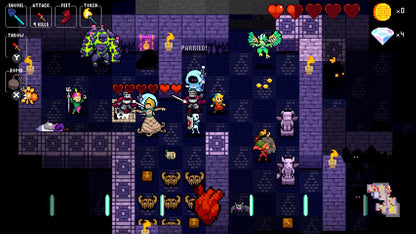 Crypt of The Necrodancer: Nintendo Switch Edition [Collector's Edition] for Nintendo Switch (NS) featuring a rhythm based roguelike dungeon crawler where every move matches the beat; includes the collector’s edition extras and delivers fast replayable runs with music driven combat and classic pixel style on Switch gameplay screenshot