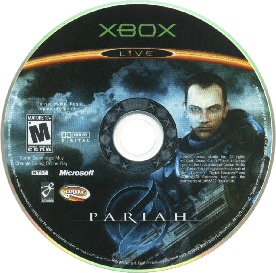 Pariah retro Xbox video game Pariah sci fi first person shooter futuristic combat story driven FPS multiplayer action shooter console title Xbox release disc