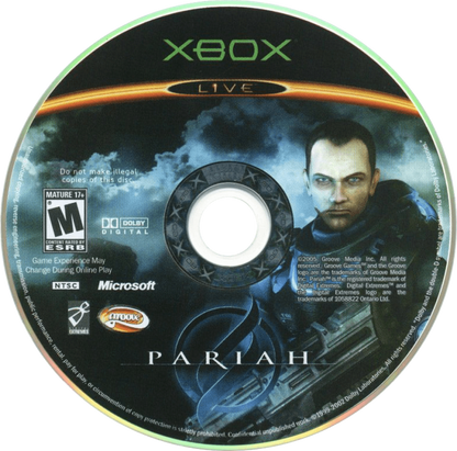 Pariah retro Xbox video game Pariah sci fi first person shooter futuristic combat story driven FPS multiplayer action shooter console title Xbox release disc