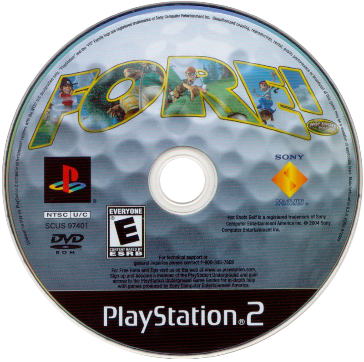 Hot Shots Golf Fore! for PlayStation 2 arcade golf sports game featuring colorful characters tournament mode multiplayer courses unlockable golfers fun casual gameplay disc 