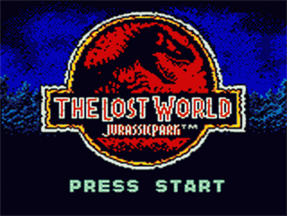 The Lost World Jurassic Park title screen for Sega Game Gear (GG) video game