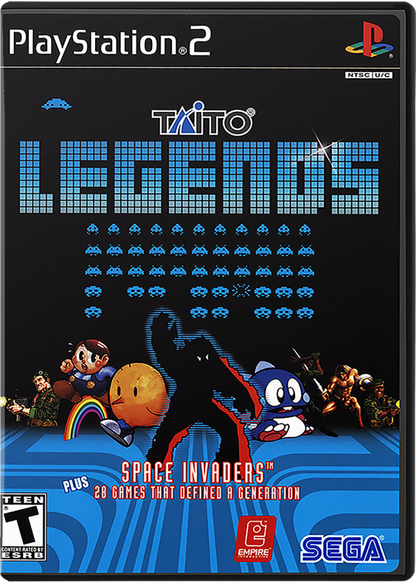 Taito Legends – PlayStation 2 (PS2) video game cover image, classic arcade compilation.