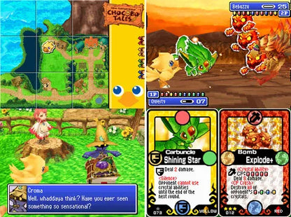 Final Fantasy Fables Chocobo Tales game for the Nintendo DS featuring storybook style adventure gameplay with mini games card battles and charming characters set in a whimsical fantasy world gameplay