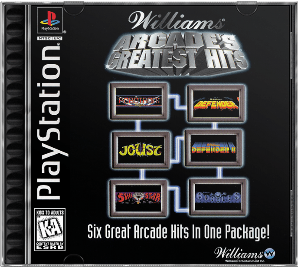 Williams Arcade's Greatest Hits – PlayStation 1 (PS1) cover art for video game for PS1