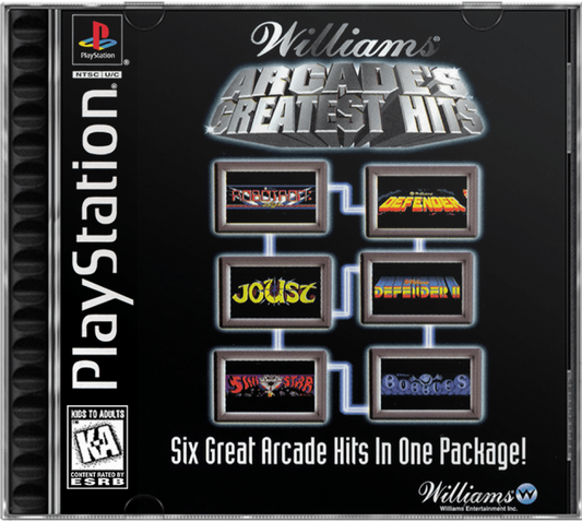 Williams Arcade's Greatest Hits – PlayStation 1 (PS1) cover art for video game for PS1
