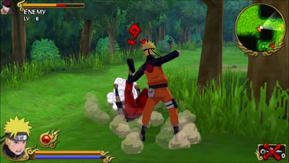 Naruto Shippuden Legends Akatsuki Rising PlayStation Portable PSP fighting action game featuring the Akatsuki organization villain roster story mode ultimate jutsu battles and ad-hoc multiplayer versus combat from the Naruto anime series gameplay screenshot