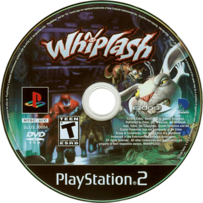 Whiplash – PlayStation 2 (PS2) video game disc, action platformer.
