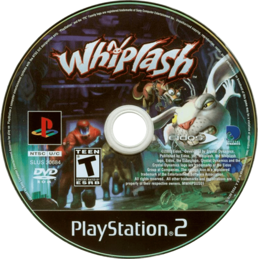 Whiplash – PlayStation 2 (PS2) video game disc, action platformer.