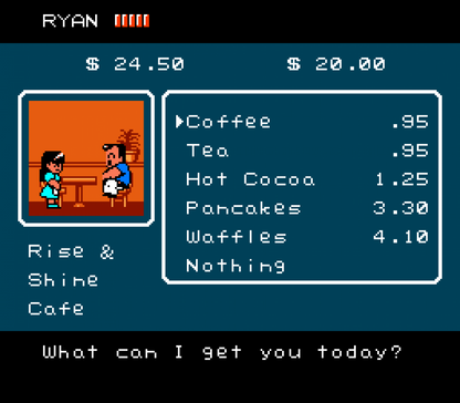 River City Ransom cartridge for the Nintendo Entertainment System featuring retro 8 bit beat em up action with street fighting gameplay character upgrades and open world exploration across River City gameplay