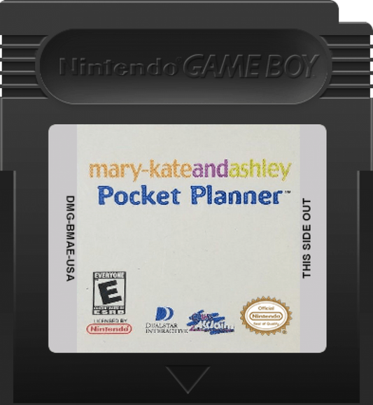Mary-Kate and Ashley Pocket Planner Game Boy Color GBC for retro video game enthusiasts featuring personal organizer gameplay calendar scheduling contact management note taking handheld utility features interactive lifestyle functions and collectible gaming appeal  cartridge 