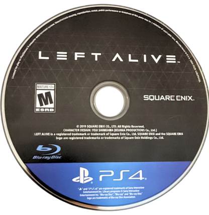 Left Alive PlayStation 4 (PS4) action shooter video game disc