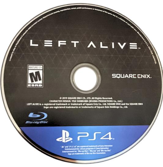 Left Alive PlayStation 4 (PS4) action shooter video game disc