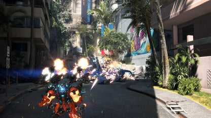 Exoprimal gameplay for Xbox Series X (XSX) cooperative action shooter video game