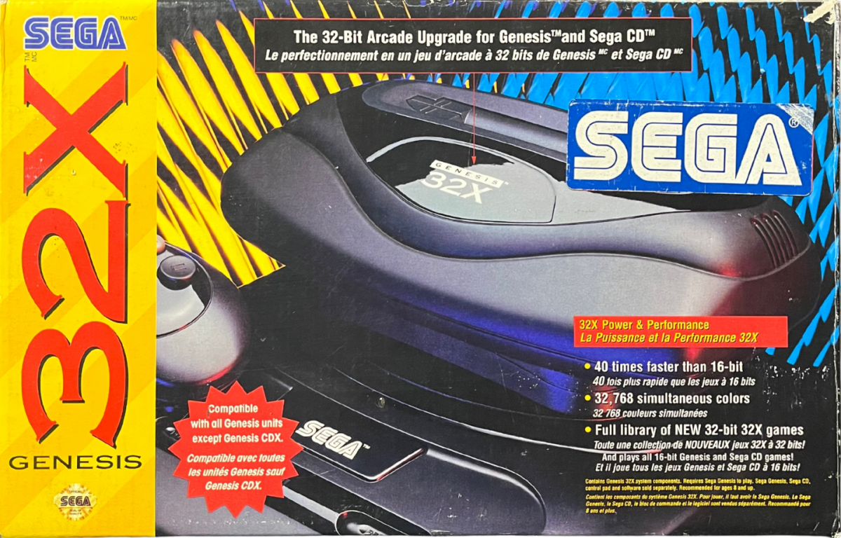 Sega 32X console add on for Sega Genesis Mega Drive 32 bit expansion module mushroom attachment retro gaming hardware cartridge based system Sega 32X gaming accessory classic Sega console add on device Box Front