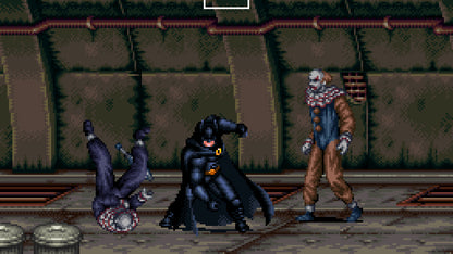 Batman Returns cartridge for the Super Nintendo Entertainment System featuring side scrolling beat em up gameplay with cinematic action as Batman battles the Penguin and Gotham City criminals based on the movie gameplay