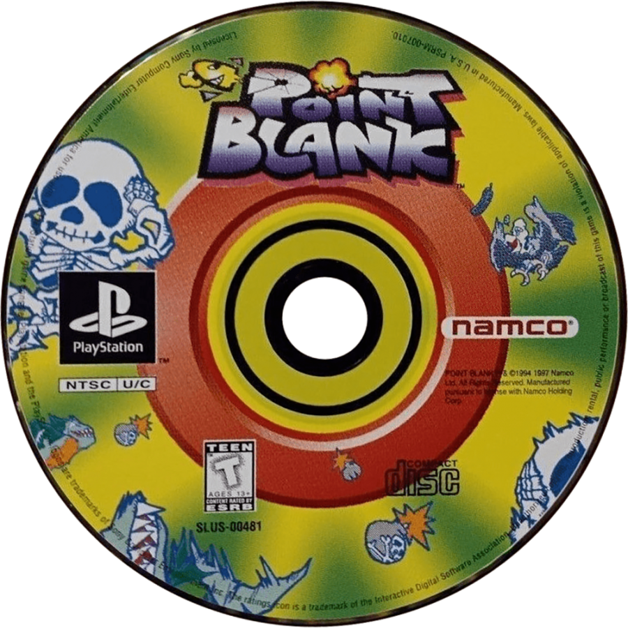 Point Blank PS1 PlayStation 1 light gun shooter arcade mini games target shooting fast reflex gameplay retro video game disc