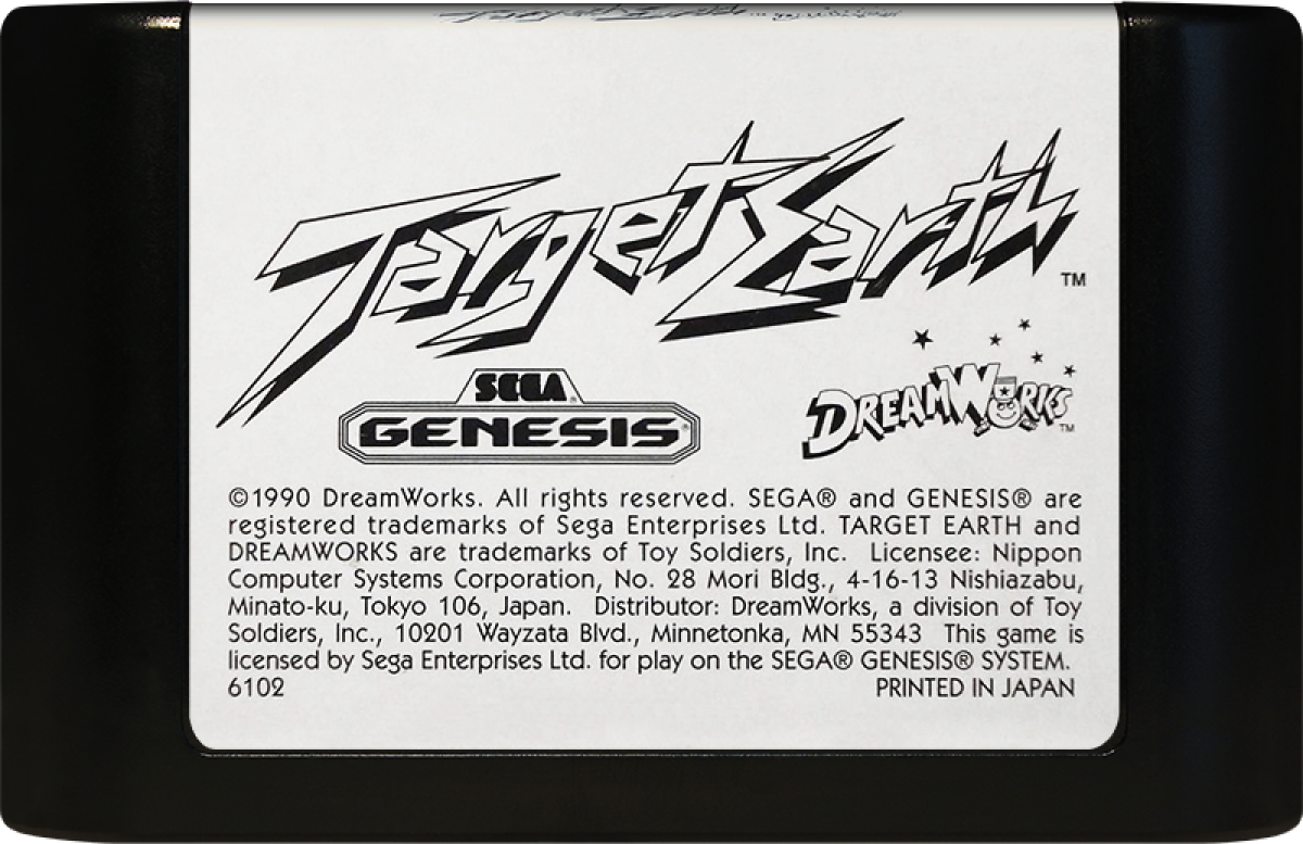 Target Earth Sega Genesis retro video game run and gun shooter cartridge (1990)