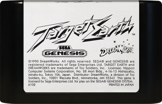 Target Earth Sega Genesis retro video game run and gun shooter cartridge (1990)