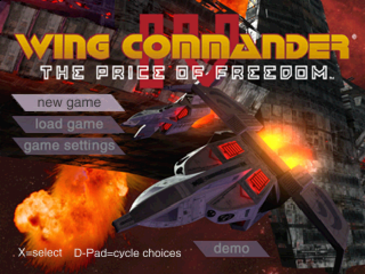 Wing Commander IV retro sci-fi space combat simulation game for PlayStation 1 (PS1) title screen