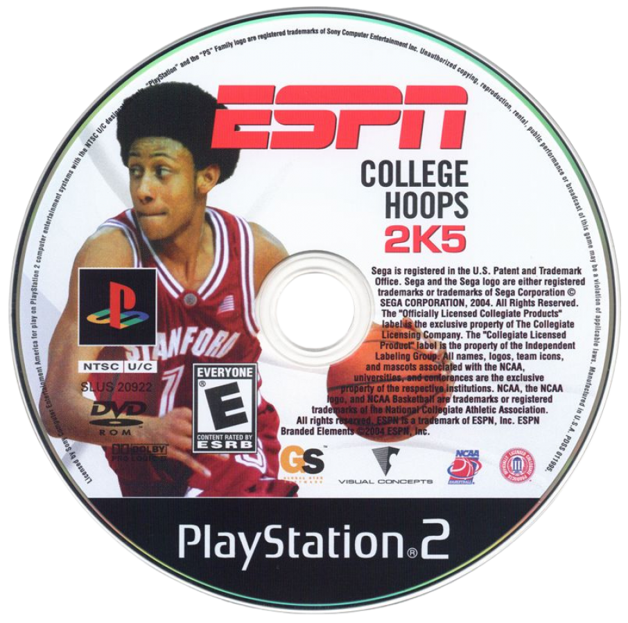 ESPN College Hoops 2K5 disc for PlayStation 2 (PS2) college basketball sports simulation video game
