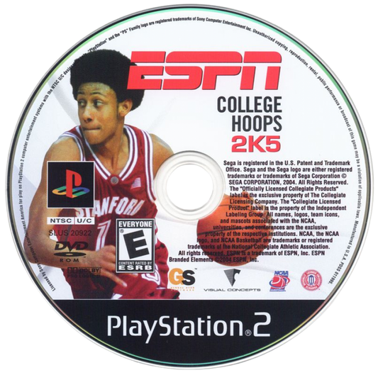 ESPN College Hoops 2K5 disc for PlayStation 2 (PS2) college basketball sports simulation video game