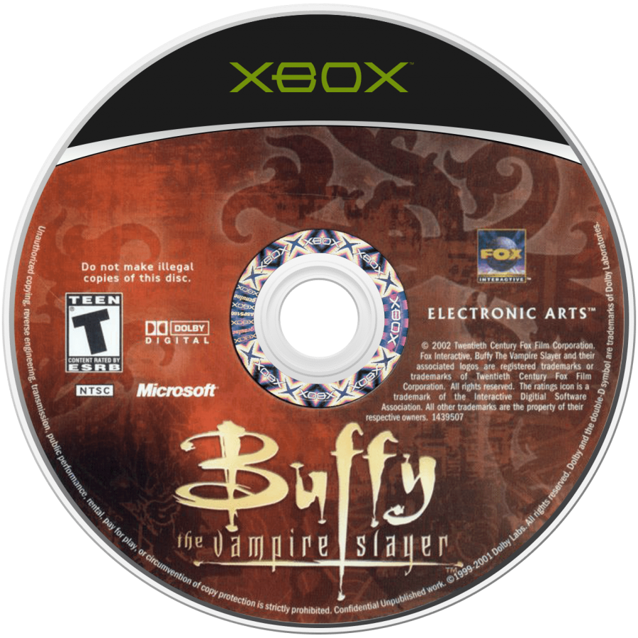 Buffy the Vampire Slayer retro Xbox video game Buffy supernatural action horror combat vampire hunting third person fighting dark fantasy adventure console title Xbox release disc