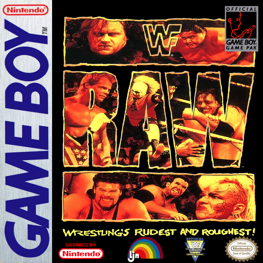 WWF RAW Game Boy video game, professional wrestling action, handheld sports fighting gameplay, classic WWF title cover art 