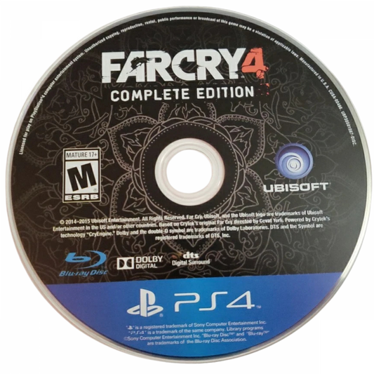 Far Cry 4 Complete Edition PlayStation 4 PS4 for action adventure video game fans featuring open world exploration first person shooter gameplay intense combat missions weapon customization wildlife encounters tactical stealth gameplay Himalayan mountain setting expanded edition content and immersive storytelling collectible gaming appeal game disc