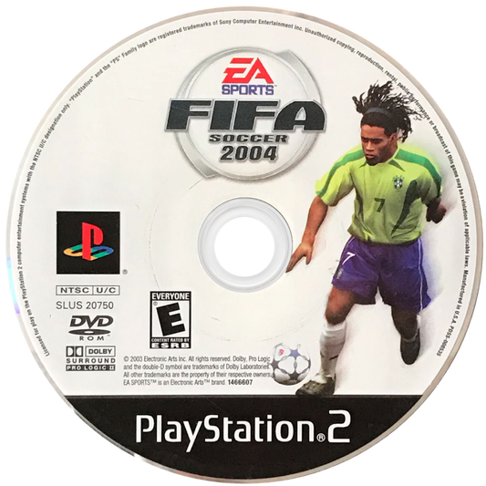 FIFA 2004 disc for PlayStation 2 (PS2) international soccer sports simulation video game
