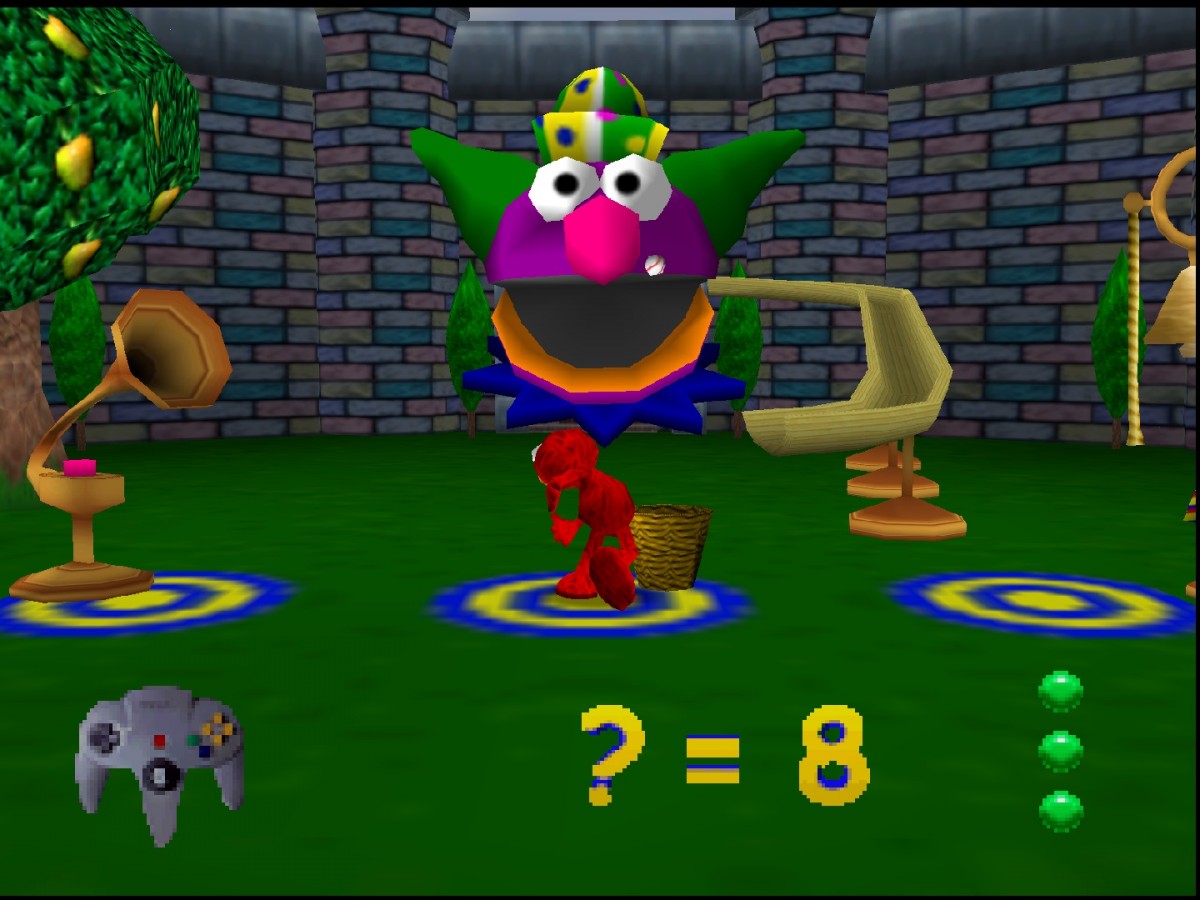 Elmo's Number Journey game for the Nintendo 64 featuring educational gameplay designed for children with number based learning activities puzzles and interactive Sesame Street themed environments starring Elmo in a boxed retail release format gameplay 