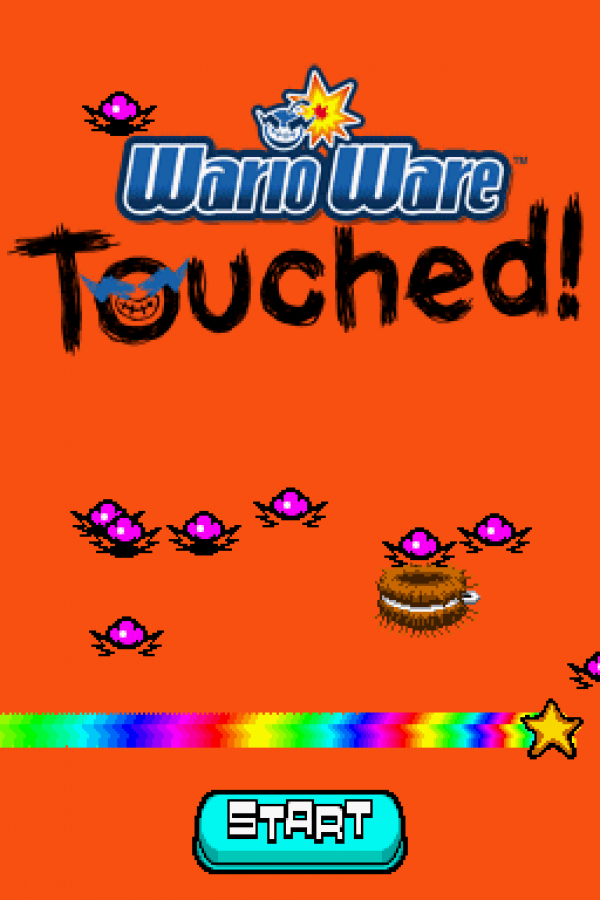 WarioWare: Touched! start screen for Nintendo DS (DS) party minigame video game