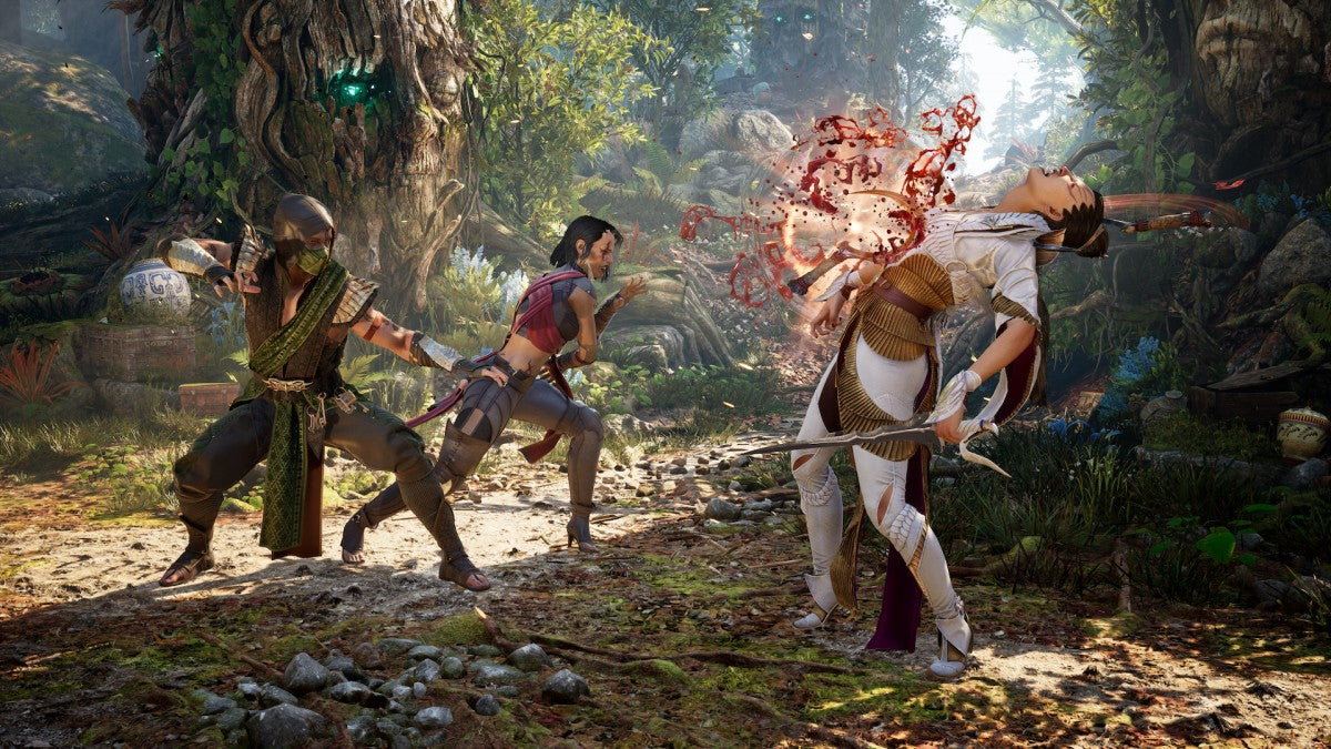 Mortal Kombat 1 Premium Edition for PlayStation 5 (PS5) at Gamers INC, featuring a reborn universe created by the Fire God Liu Kang with an all-new fighting system, brutal fatalities, and exclusive access to the Kombat Pack including six new playable characters and five new Kameo fighters gameplay screenshot