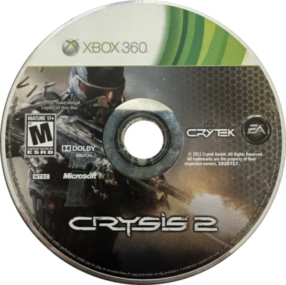 Crysis 2 disc for Xbox 360 (X360) first-person shooter video game
