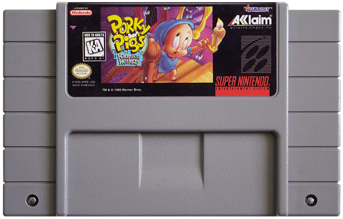 Porky Pig's Haunted Holiday cartridge for Super Nintendo Entertainment System (SNES) retro video game