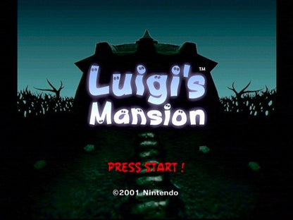 Luigi's Mansion start screen for GameCube (GC) action-adventure horror video game