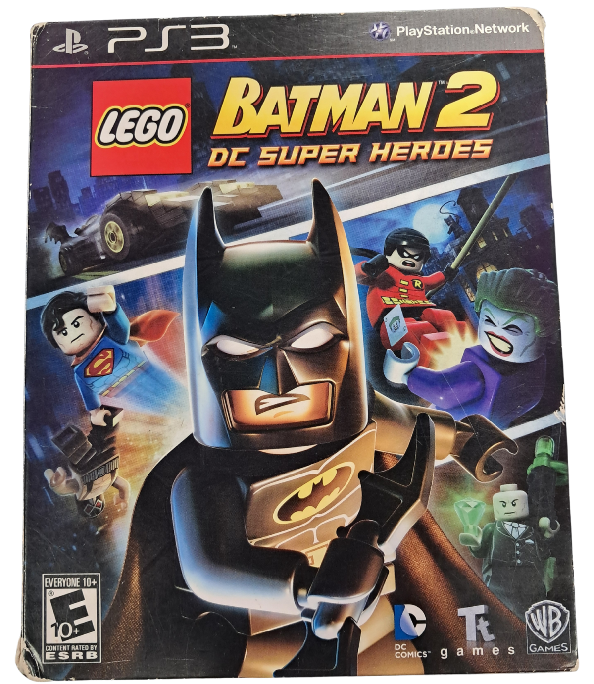 LEGO Batman 2 DC Super Heroes PS3 PlayStation 3 action adventure platformer LEGO game Batman Superman DC Comics open world Gotham City co op gameplay puzzles collectibles TT Games Warner Bros superhero game PlayStation 3 software game title front cover